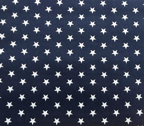 Star Print Fabric Navy Blue & White Stars Polycotton - Etsy