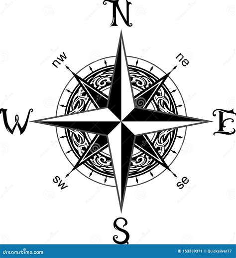 Compass Tattoo with Celtic Pattern Style Stock Vector - Illustration of ...