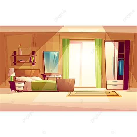 Home Interior Bedroom Vector Art PNG, Vector Cartoon Illustration Of A Bedroom Interior, Bedroom ...