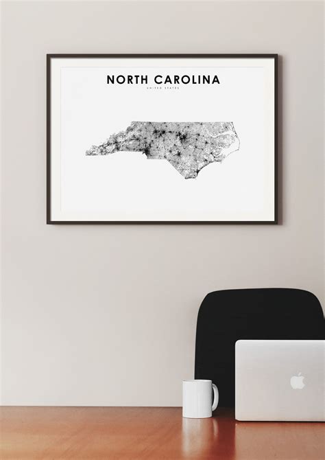 North Carolina Map Print State Road Map Print NC USA United | Etsy