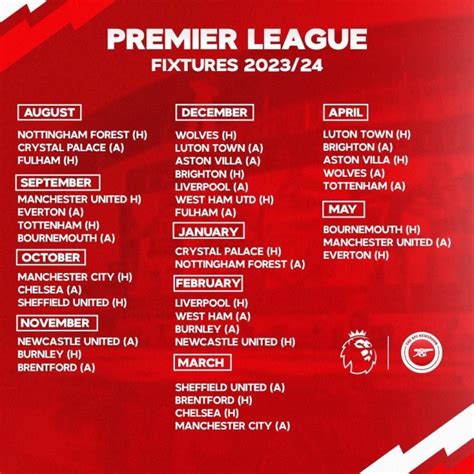 Revealed: The full list of Arsenal's fixtures in the 2023-24 season ...