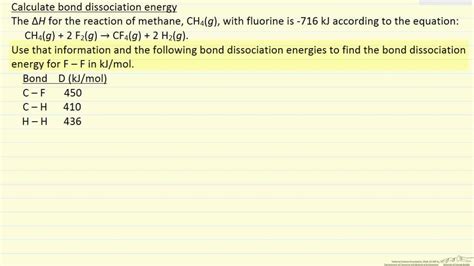 Bond Dissociation Energy Example (Example) - YouTube