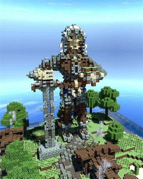 Statue: Epic bearded viking assassin warrior with hood handing flowers the manly way Minecraft Map