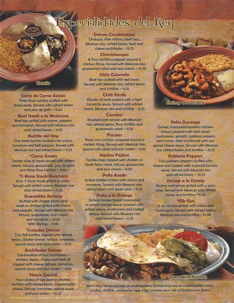 El Rey Azteca Mexican Restaurant menus in Ellijay, Georgia, United States