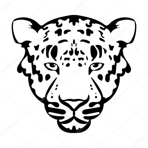 Vector illustration of leopard face black and white tattoo — Stock ...