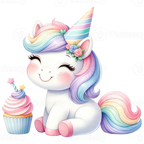 AI generated Unicorn in rainbow and white colors for baby and girls birthday party 37247128 PNG