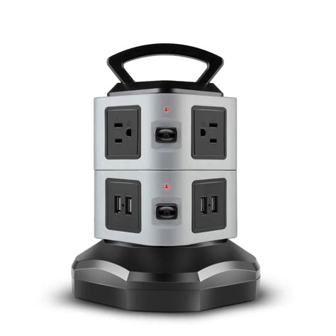 Power Strip Tower with USB Ports Surge Protector - 6 AC Outlet + 4 USB Port Charging Station ...