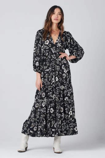 Idalia Midi Dress {Blk Floral} - Dirt Road Pretty Clothing