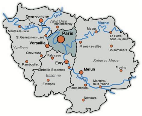 Carte de l'Île-de-France - Île-de-France carte des villes, reliefs ...