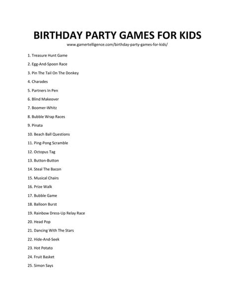Free Printable Party Games For Kids Birthday Party Ga - vrogue.co