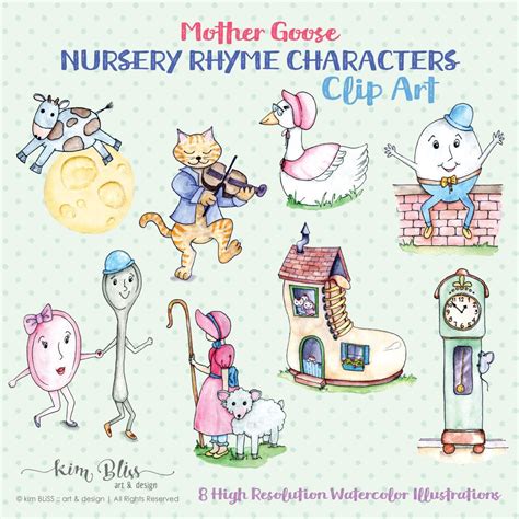 Digital Clip Art: Mother Goose Nursery Rhyme Characters - Etsy