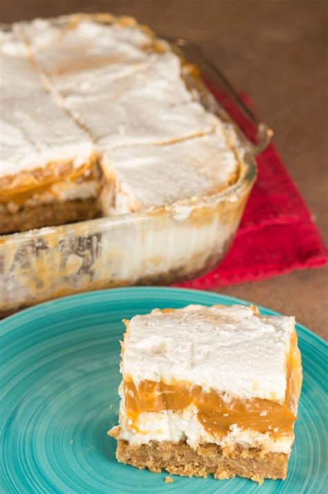 Butterscotch Lush is a 4-layer dessert of graham cracker crust, cream cheese, pudding, and ...