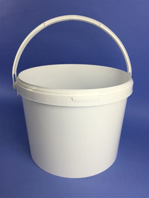 WHITE 16 LITRE ROUND TAPERED BUCKET COMPLETE WITH HANDLE AND TAMPER EVIDENT NECK - Bristol ...