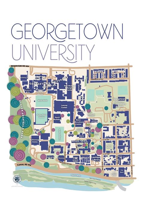 Georgetown University Campus map 11x17 Washington DC neighborhood map ...