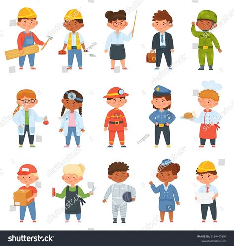 Kids Professional Uniform Children Doing Different Stock Vector (Royalty Free) 2119405199 ...