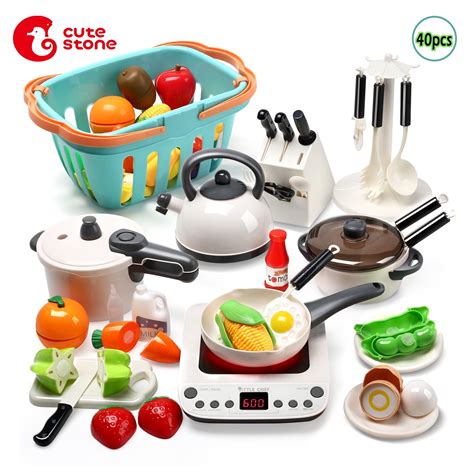 40Pcs Cookware Kitchen Cooking Set Pots & Pans Toy For Kids Girls Play ...