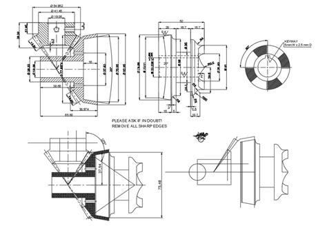 AutoCAD 2d DWG file of the Bevel Gear 36T and Bevel Pinion gear 24T P12 Section detailed ...