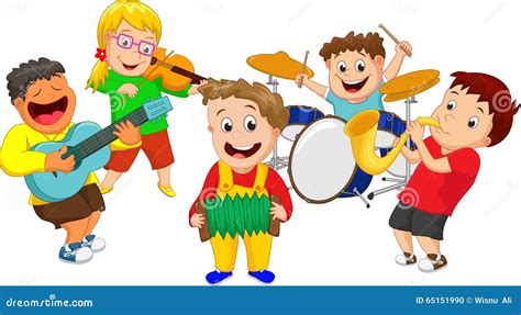 Illustration Of Children Playing Music Instrument Stock Vector - Image: 65151990