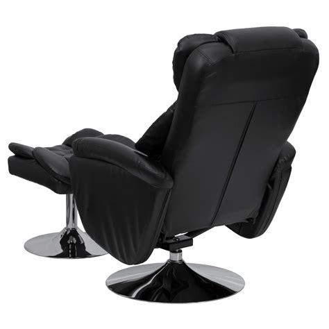 Swivel Recliner - Puglia Black Leather Recliner Chair