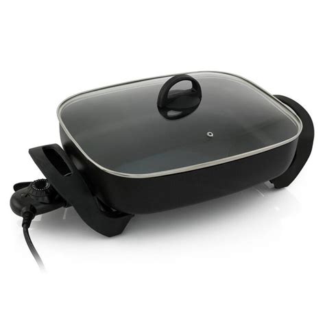 Electric Frying Pan 1800W - Non-Stick + Glass Lid - Home Kitchen Benchtop Cooker