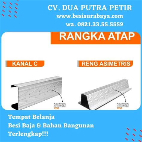 Jual Reng Atap Baja Ringan Galvalum Reng 40 Panjang 6 m Merk VIVO Surabaya | Dua Putra Petir