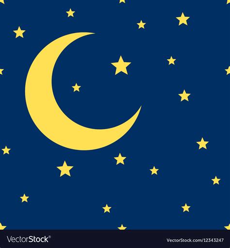 Crescent moon and stars seamless pattern Vector Image