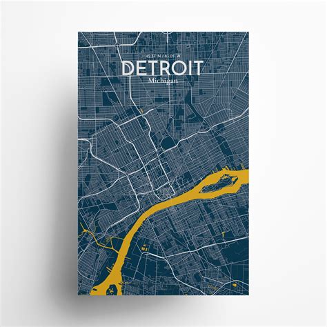 Detroit City Map, Art Print, Wall Decor - OurPoster.com