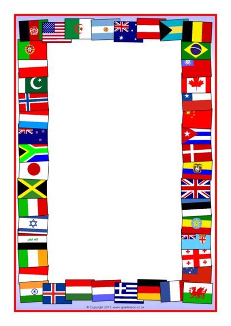 Flags of the World A4 Page Borders (SB5827) - SparkleBox Around The ...