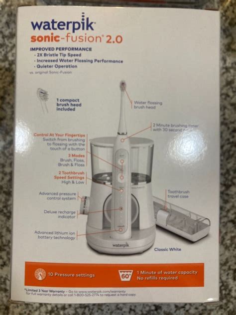 Waterpik Sonic-Fusion 2.0 Professional White Toothbrush flosser *BRAND ...