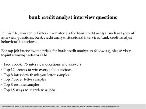 Bank credit analyst interview questions