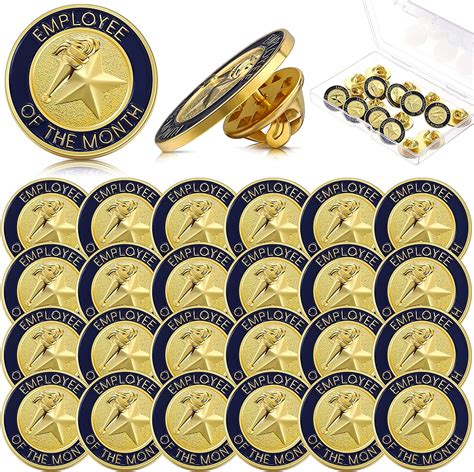 Dingion 24 Pcs Employee of The Month Lapel Pin 3/4 Inch Employee Enamel Pins Excellence in ...