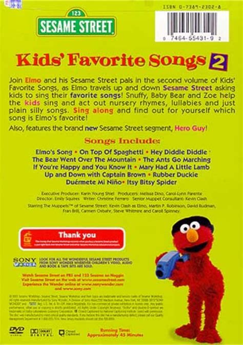 Sesame Street: Kids' Favorite Songs 2 (DVD 2001) | DVD Empire