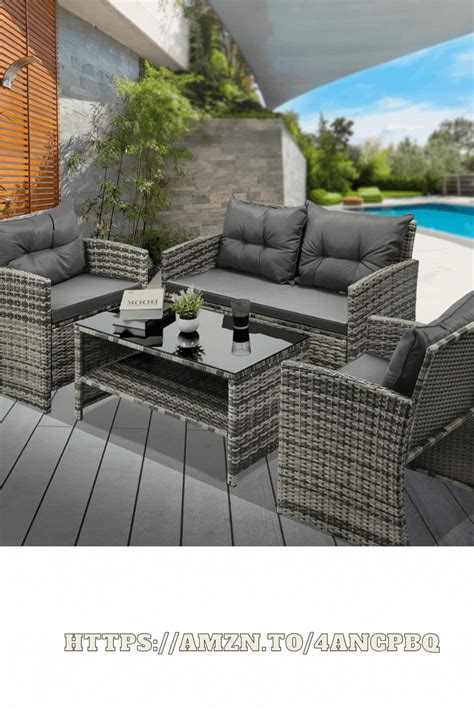 Livsip 4pcs Garden Chairs and Table Outdoor Patio Furniture Set Wicker Material wit… in 2024 ...