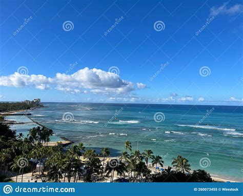 Aerial View of the Beautiful Waikiki Beach in Honolulu, Hawaii Stock ...