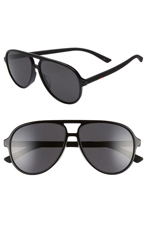 Men’s Gucci 60mm Aviator Sunglasses - Black | The Fashionisto