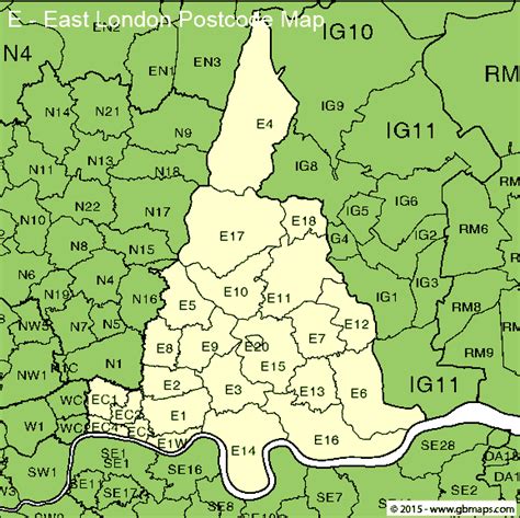 East London Postcode Area and District Maps in Editable Format