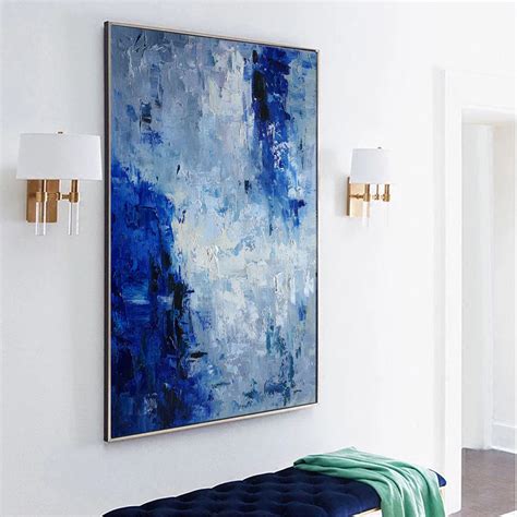 Blue abstract canvas art, modern artwork L195 – LargeArtCanvas