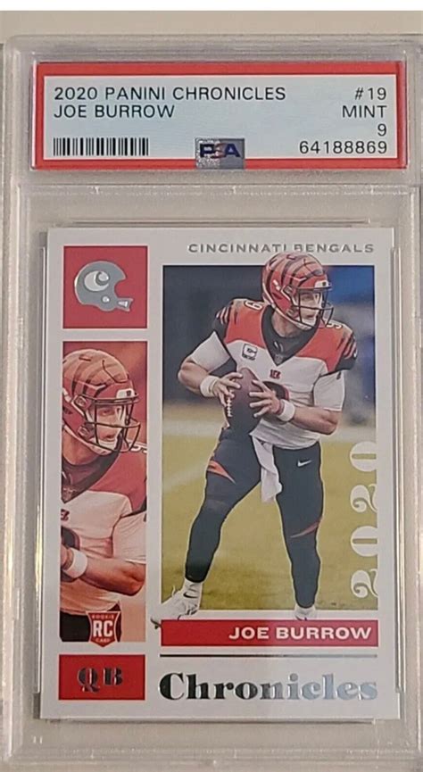 Joe Burrow Rookie Card 2020 NFL Panini Chronicles PSA Graded 9 Bengals ...