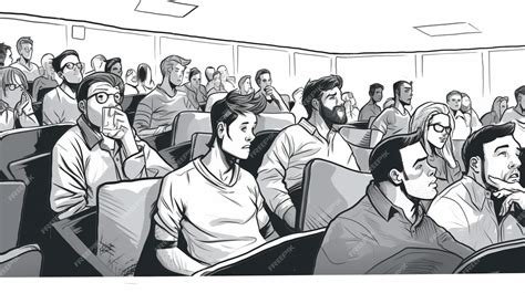 Premium AI Image | A black and white drawing of a classroom full of students.