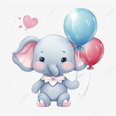 Cute Elephant Fly With Air Balloon, Cute Christmas Cartoon Illustration ...