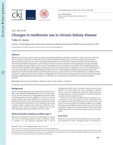 (PDF) Changes in metformin use in chronic kidney disease