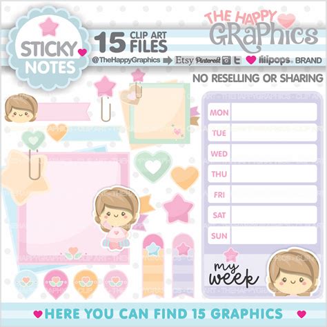 Sticky Note Clipart Reminder Clipart Note Paper Clipart - Etsy