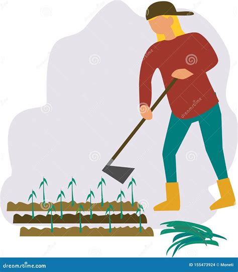 Gricultural Worker Planting Crops. Farmer Plant Crops Stock Illustration - Illustration of ...