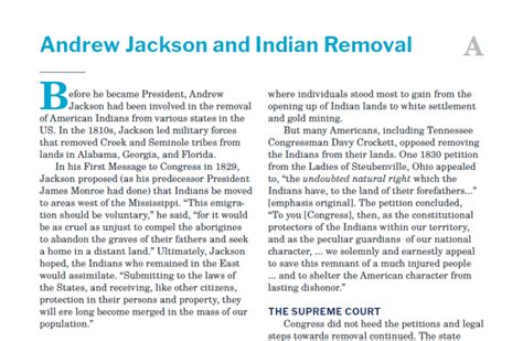 Handout A: Andrew Jackson and Indian Removal - Bill of Rights Institute