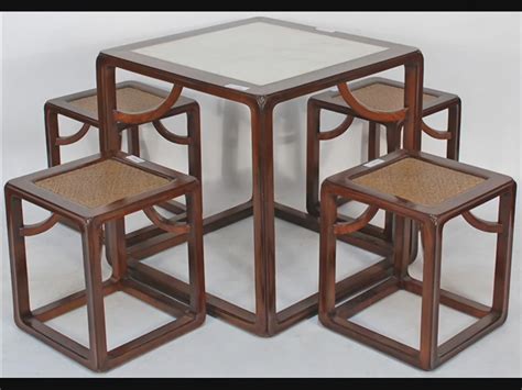 Asian-Inspired Cube Table, with Marble Top and Stools_bk00… | Flickr