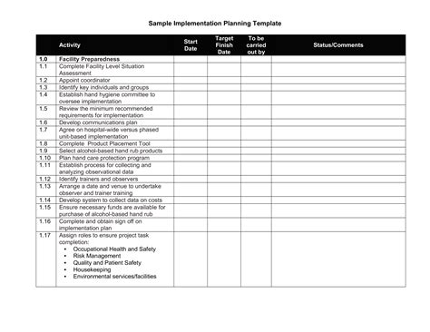 Implementation Chart Template Web The Implementation Plan Template Is Designed To Guide ...