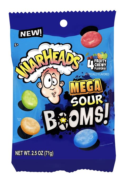 Warheads Mega Sour Booms! Sour-Dusted Chewy Candy, 2.5 Ounce Peg Bag - Walmart.com