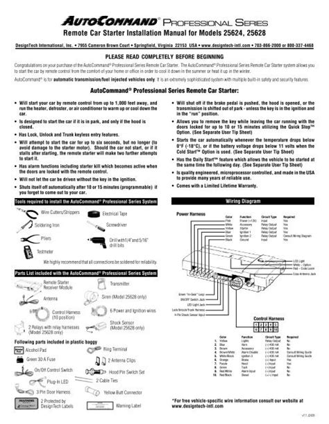 Remote Car Starter Installation Manual for Models ... - Ready Remote