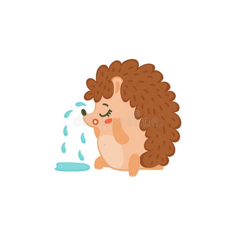 Funny Sad Little Hedgehog Crying with Tears, Flat Vector Illustration Isolated. Stock Vector ...