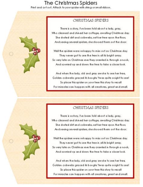 Christmas Spider Poem Printable - Printable World Holiday